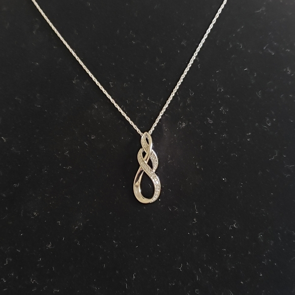 925 sterling silver chain and drop pendant with di - Picture 1 of 6